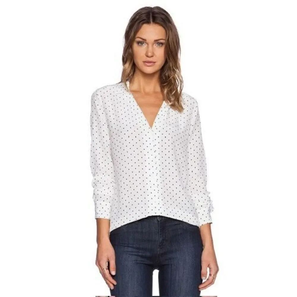 ✨Adalyn Uniform Dot Sz Large Blouse in Ivory White Equipment✨
